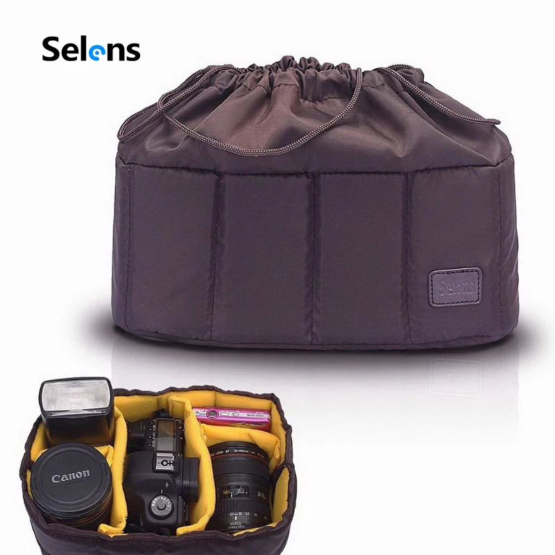 Selens High-Capacity Shockproof DSLR SLR Camera Padded Bag Case Flexible Camera insert Partition Bag for Canon Nikon Sony Lens