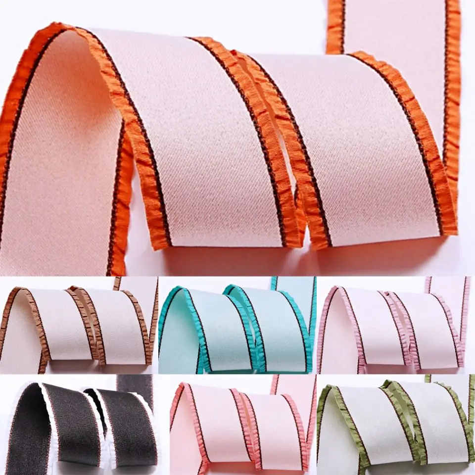 10 yards /25mm/38mm/ double-sided pleated flounces Ribbon DIY handmade material Headwear Bow dress material decoration