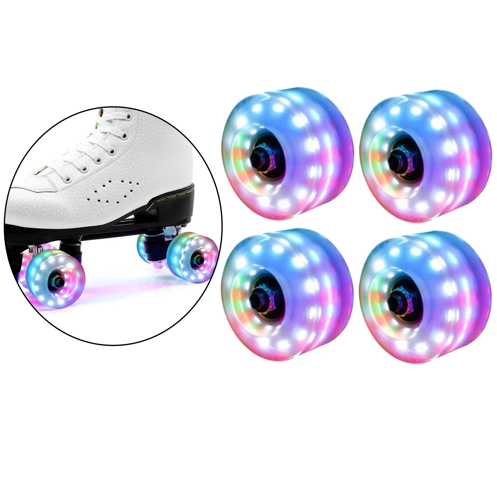 4 Pack Roller Skate Wheels Luminous Flashing Wheel for Double Row Skates and Skateboard Outdoor Sports Parks Parts Accessories