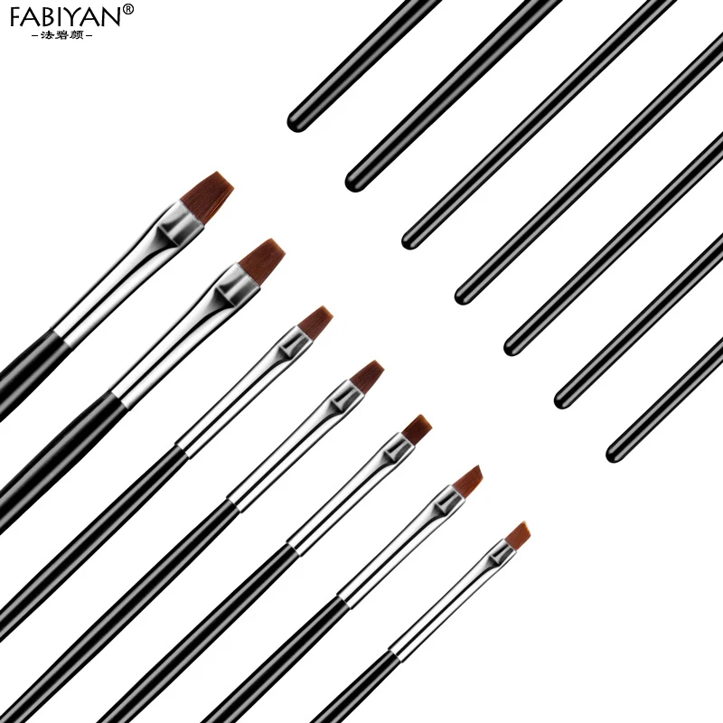 3/10Pcs Painting Drawing Carving Nail Art Pen Brush Acrylic For UV Gel Polish Flat Design Tips DIY  Manicure Tools Set