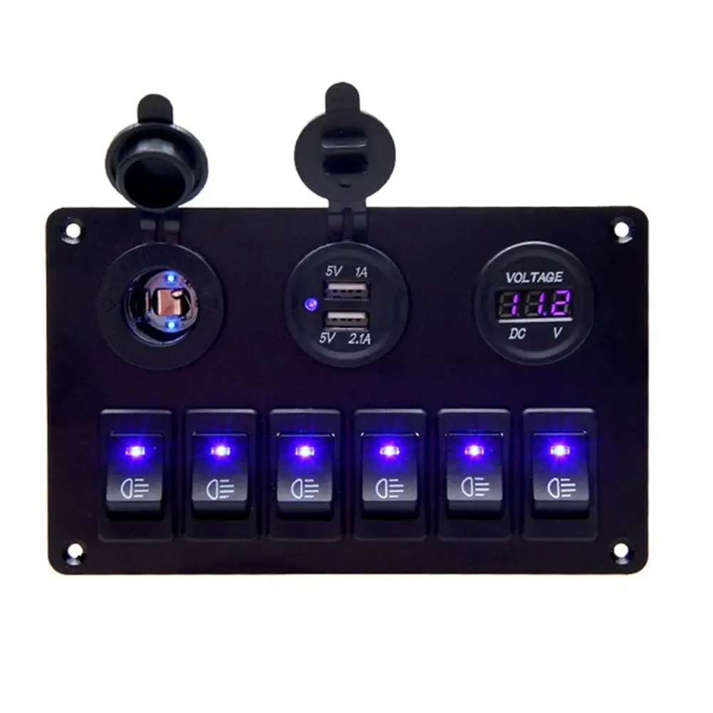 

12-24V 6 Gang Car Marine Boat Circuit Board Voltage Display Switch Control Panel Compact control electronic equipment board