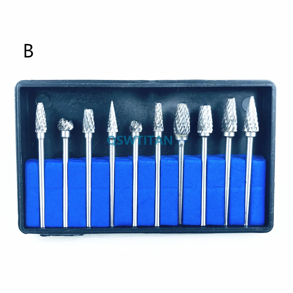 10pcs/box Tungsten Steel Dental Carbide Burs Lab Burrs Tooth Drill Dental Lab Materials