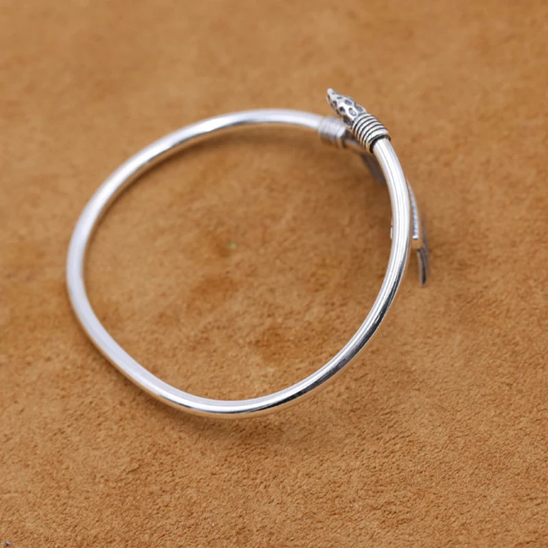 S925 sterling silver jewelry creative Indian bow and arrow bracelet simple men and women opening bracelet