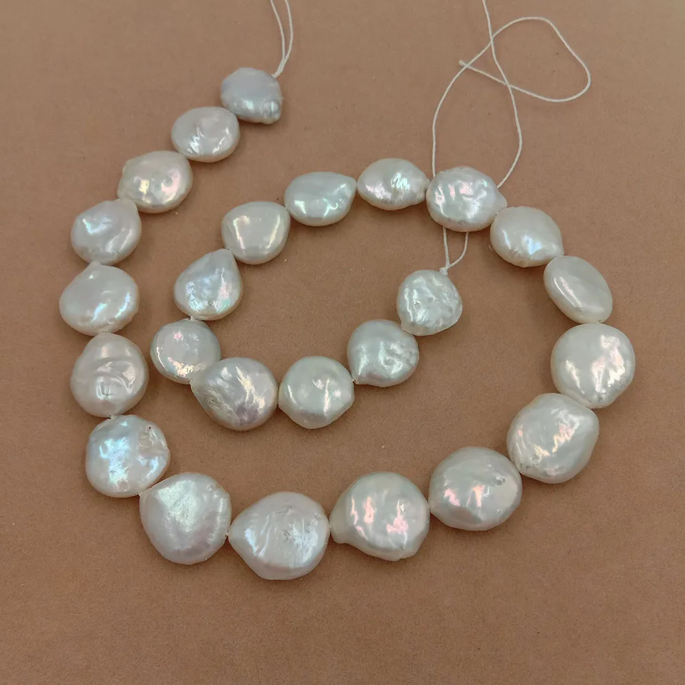 pearl beads in strand ,8-9MM round coin pearl beads,100% freshwater loose pearl ,full hole drilled