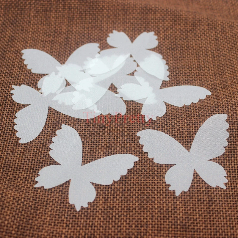 50pcs Solid White Color Organza Butterfly Applique Patches Fabric Butterfly Cutouts Confetti Wedding Bridal Butterflies