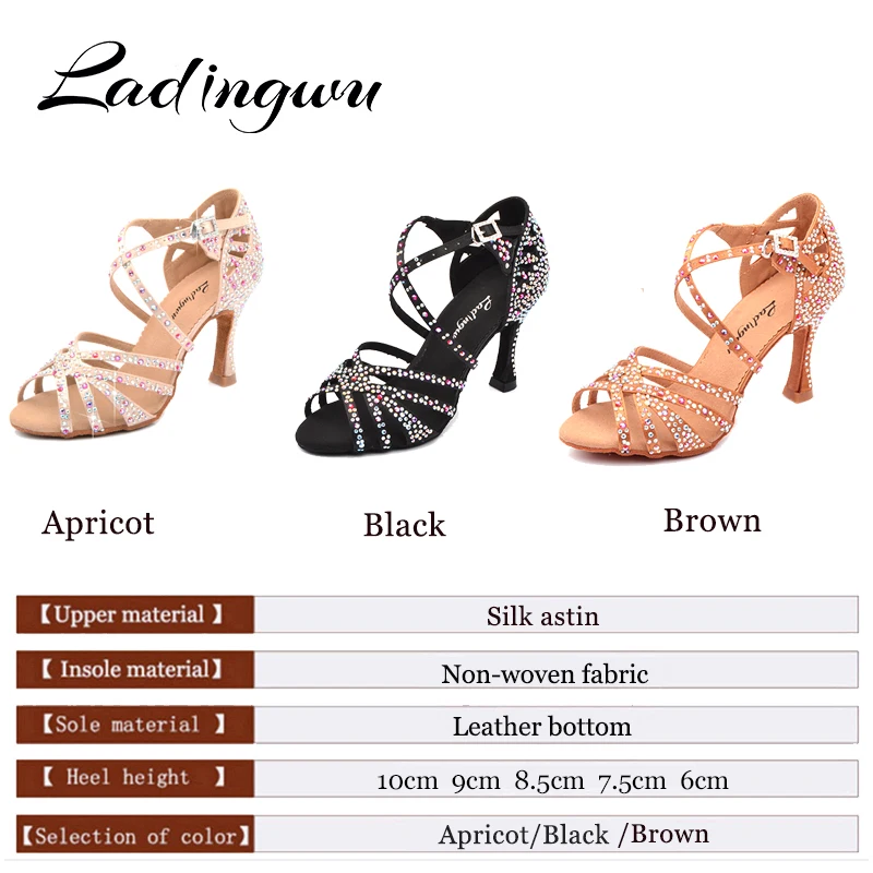 Ladingwu Factory Direct Sales Dance shoes Latin Women Shining Rhinestone Salsa Shoes Dancing Woman Dance Sandals Ultra Low Price