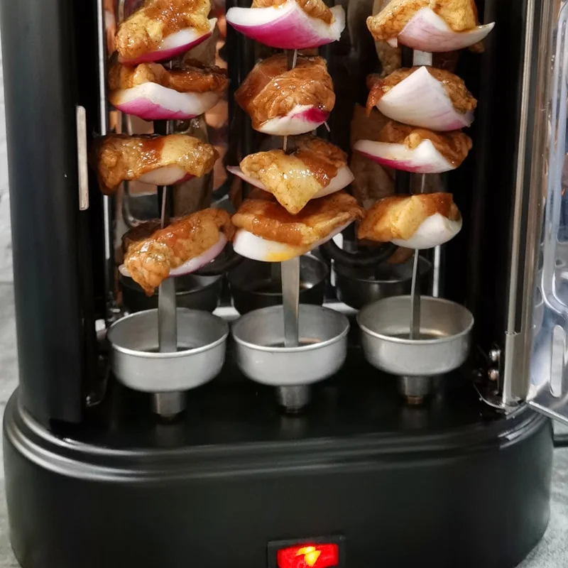 220V 1000W Smokeless Electric Grill Vertical automatic rotary Rotisserie Meat BBQ Kebab Rotating Chiken Skewer Small Oven