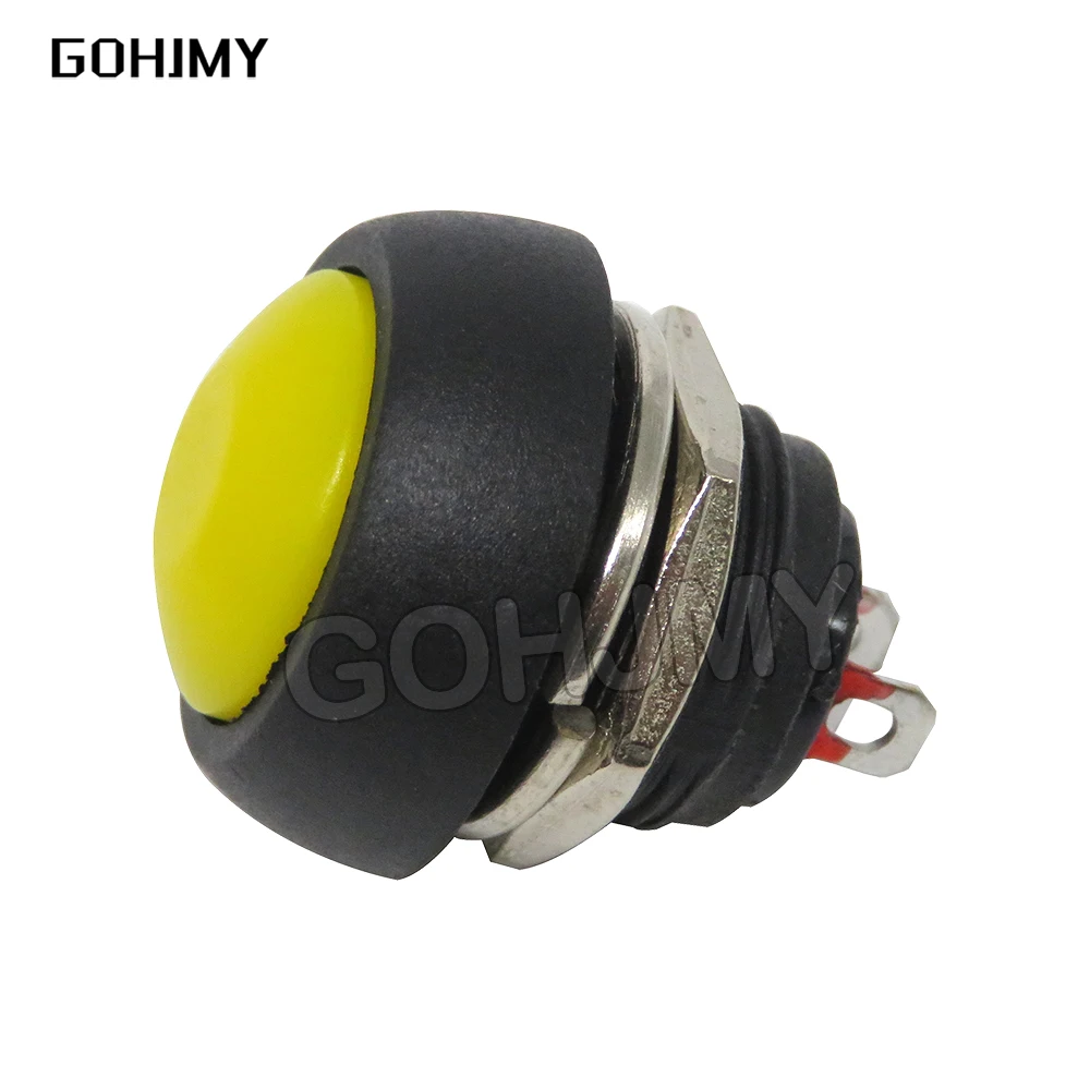 6PCS PBS-33B Mini 12mm Waterproof Momentary On/off Push Button Round Switch Pbs-33b Kit White Black Red Yellow Blue Green