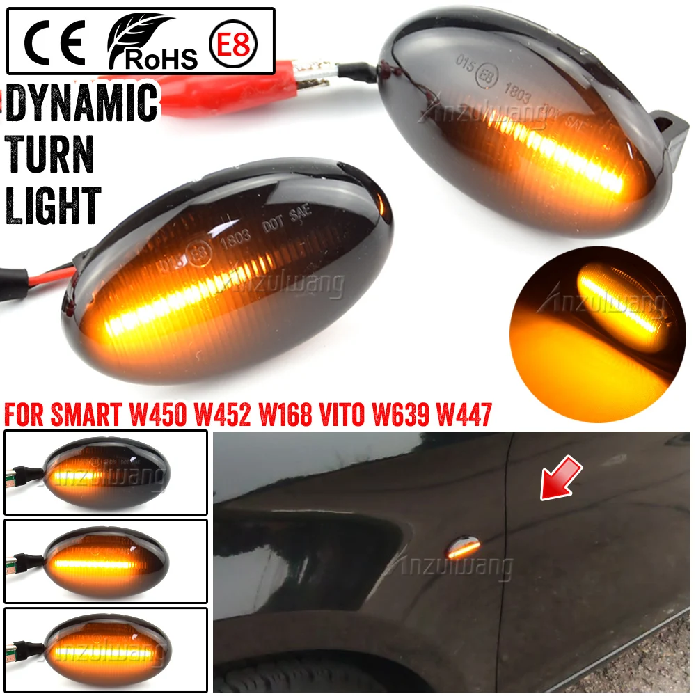 Car For Mercedes Benz Smart W450 &W452 W168 Vito W639 W447 Citan W415 LED Turn Signal Side Marker Light Dynamic Flasher Blinker