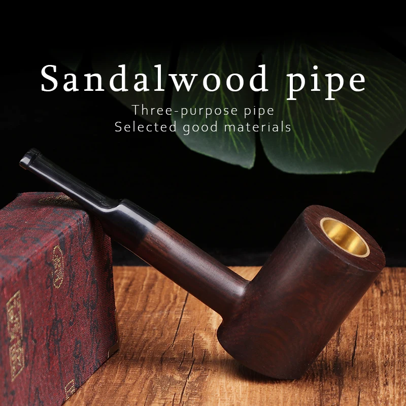 

High-Quality Ebony Wooden Tobacco Pipe Straight Handle Smoking Pipe Hammer Shape Smoking Accessories for Father Gift