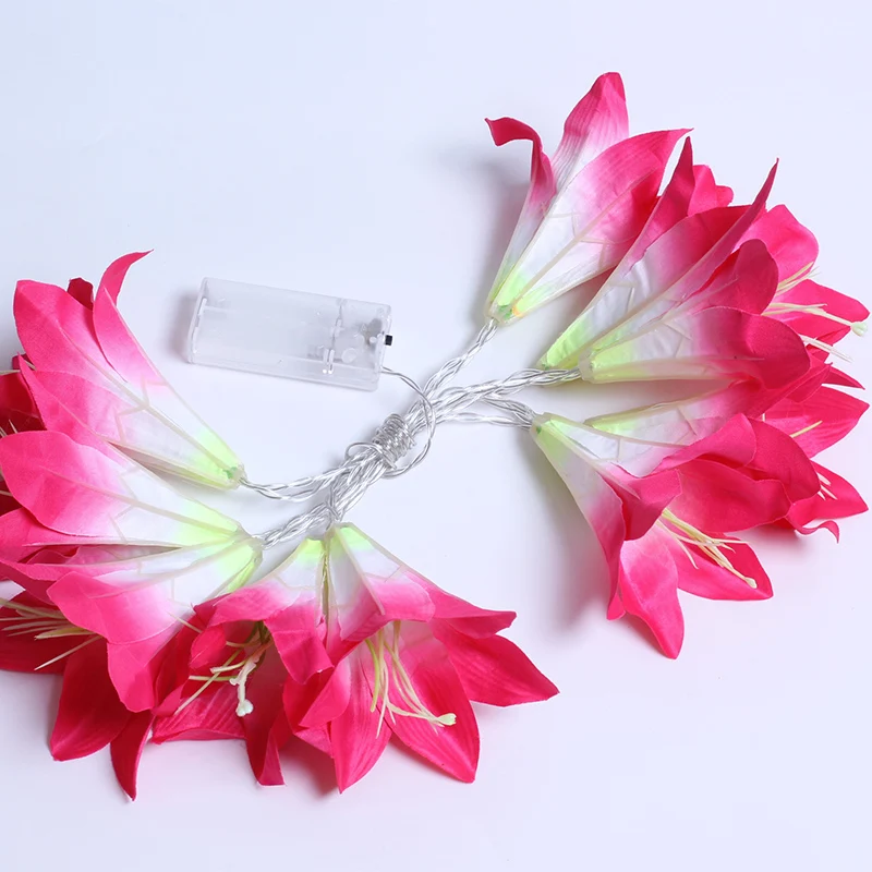 LED Simulation Lily Christmas Interior Decoration Atmosphere Light String Battery Operated for Outdoor Indoor Wedding Decoration
