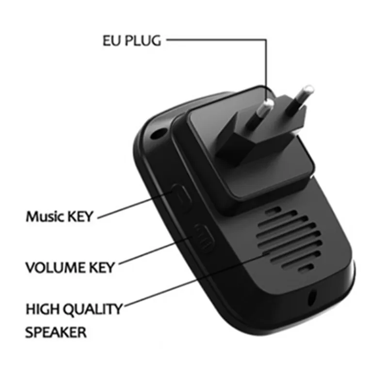 Sonnette de porte intelligente sans fil, 433mhz, 300 db, étanche, télécommande m, prise UE, batterie, 1 bouton, 1 récepteur