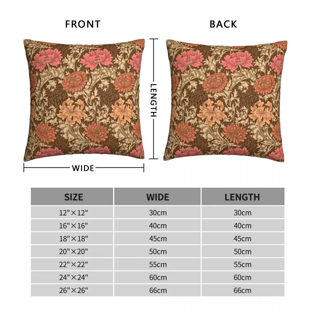 Chrysanthemums Brown And Rust Square Pillowcase Polyester Linen Velvet Printed Zip Decor Home Cushion Cover