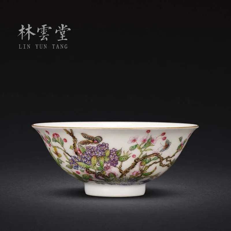 hand-painted painting of flowers and colored enamel master cup single cup jingdezhen ceramics by hand kung fu tea cups