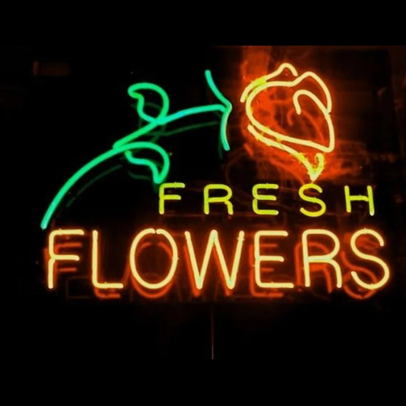 

Fresh Flower Neon Light Sign real Glass Tube Neon Bulb Sign Decor Wall Store Coffee Neon board Sign lamp anuncio luminoso Atarii