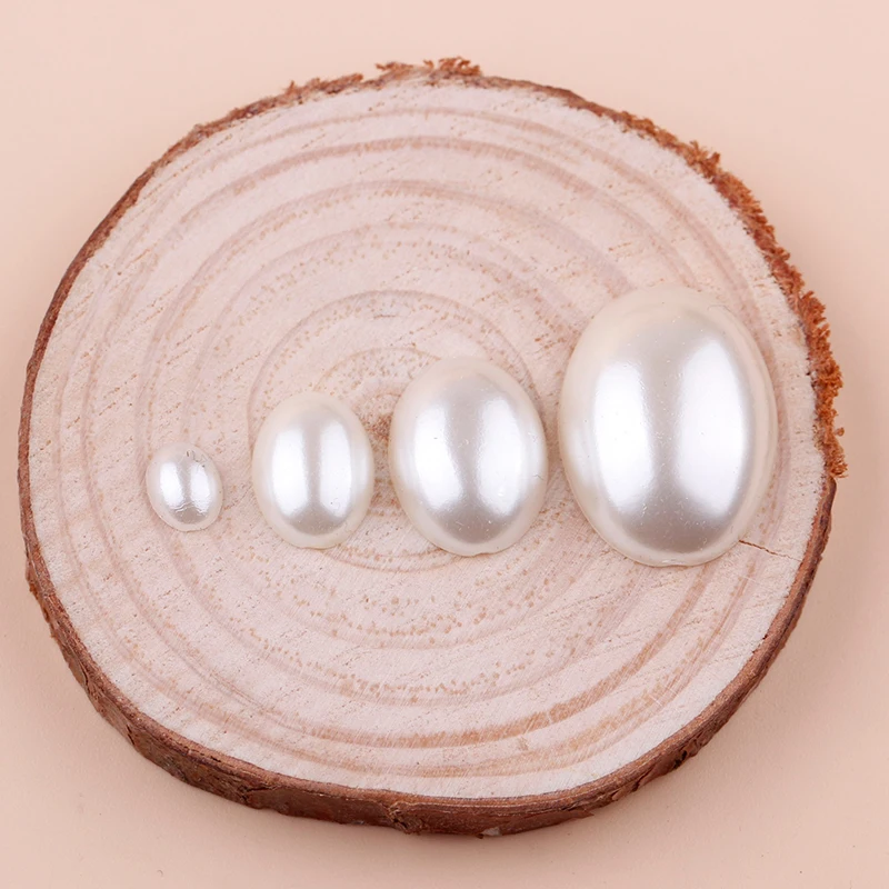 Ivory/White Oval Shape Flatback Pearl For DIY Scrapbook Stones for Clothes Jewelry Nail Tips Crafts Beads