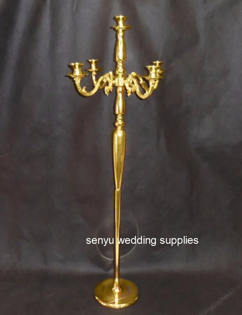 10pcs ) 60cm /120cm tall )Five Arms Gold Silver  Tall Candle Holder Candelabra For Wedding Table Centerpieces Decoration