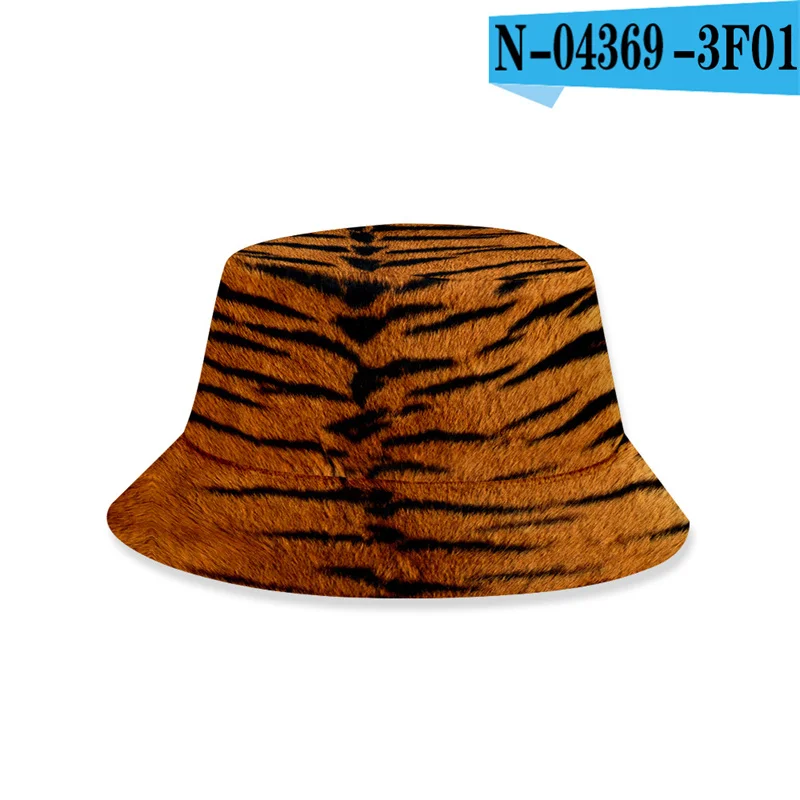 Animal Striped Tiger 3D Print Bucket Hat For Teen Boys Chic Beach Caps Unisex Pattern Fisherman Hat Cap 2021 Trendy Dropshipping