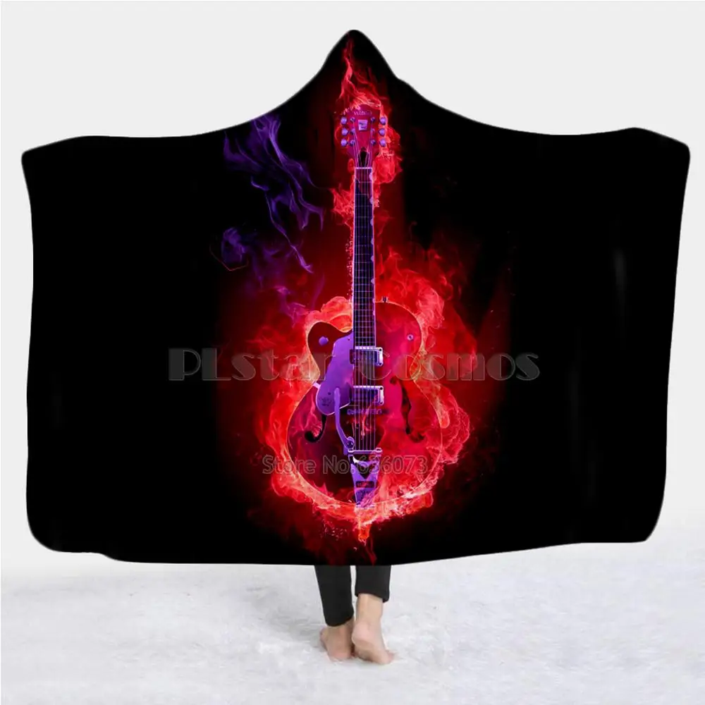 Violin Guitar art Musical instrument Blanket Hooded Blanket 3D full print Wearable Blanket Adults men women Blanket style-3