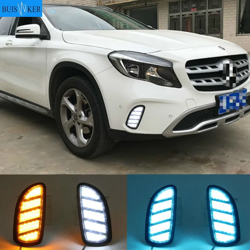 

Car bumper headlight for Mercedes-Benz GLA200 GLA180 daytime light 2015~2018y DRL car accessories LED headlamp GLA200 fog light