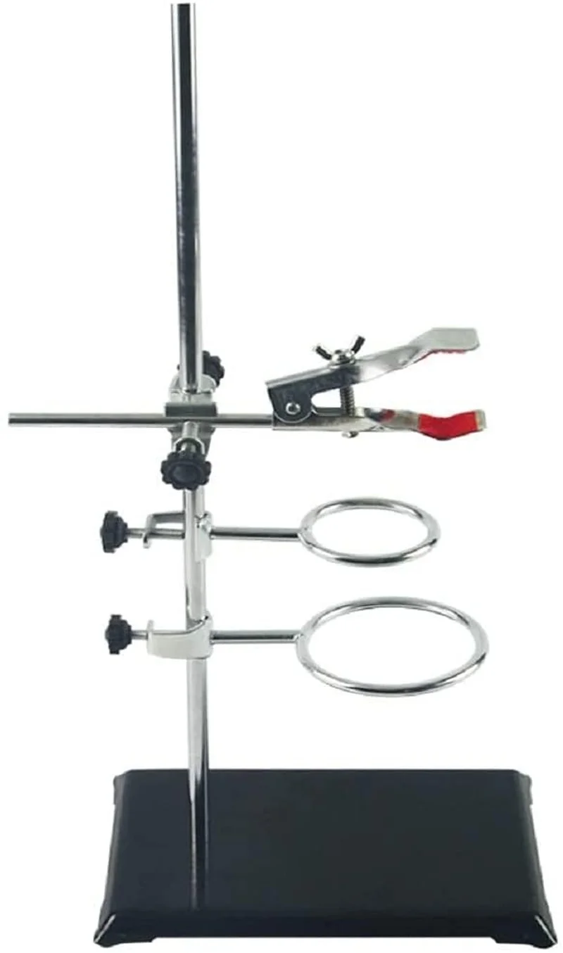 Product Image Laboratory Grade Metalware Set-with Support Stand 2Retort Rings Rod(Length19.7") 2Pcs Rubber Pipette Filler