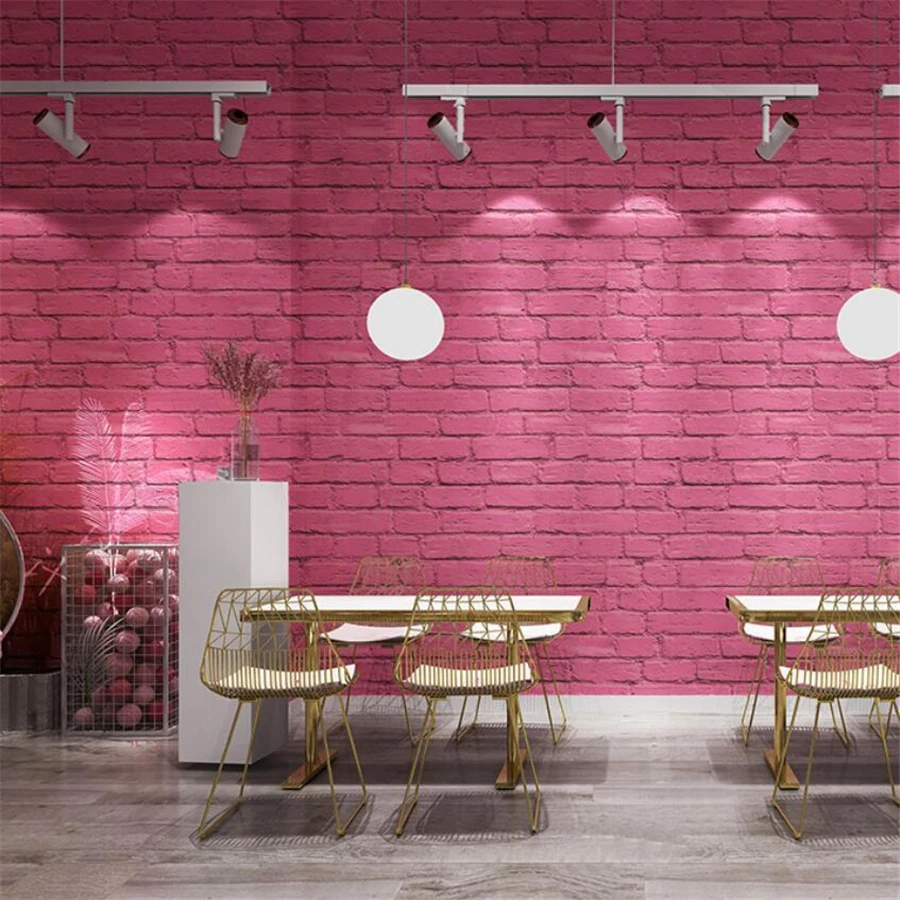 Retro pink green brick pattern wallpaper antique gray brick restaurant clothing store photo background обои для стен в рулонах