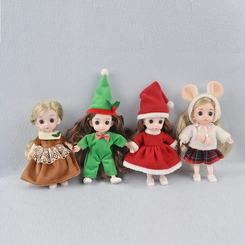 Christmas Clothes For Doll Bjd OB11 16cm Dolls Dress Up Clothes Christmas Costumes Gifts For Girls Children Kids Play House Toys