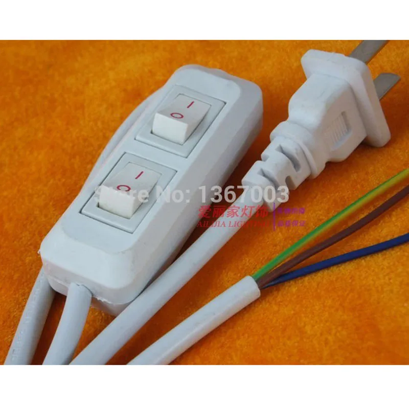 

10PC High Quality 110v 220v Two Switch on Line Cable 1.8m on Off Power Cord for LED Lamp with Switch US Plug Light Switching