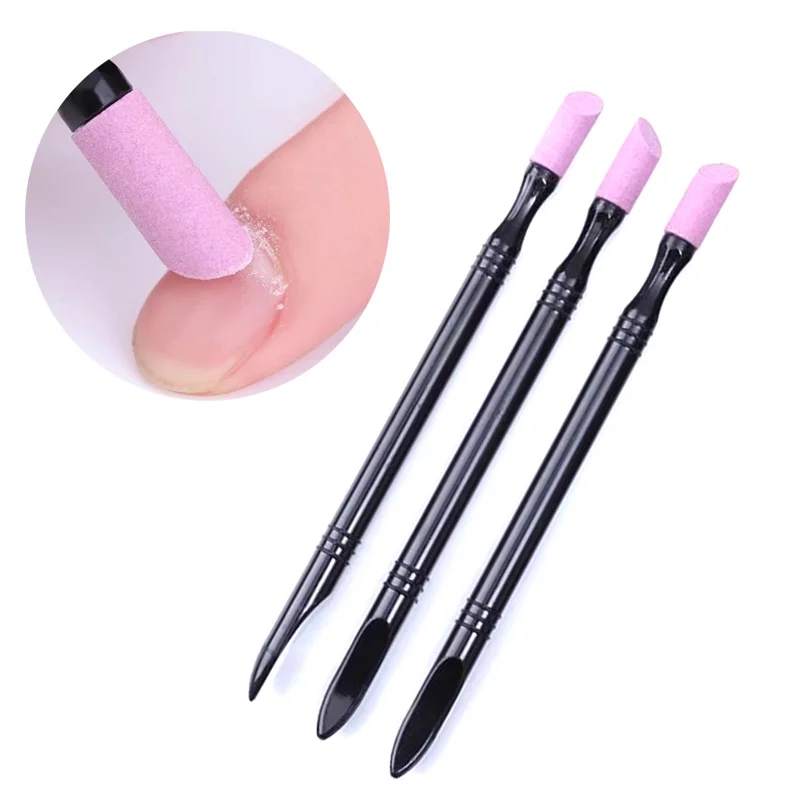 3PC Reusable Double-End Nail Quartz Peeling Polishing Stick Grinding Rods Cuticle Hangnails Remove Exfoliator Nail Care Tool