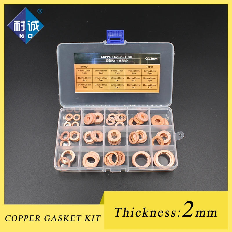 

Thickness 2mm 5Pcs DIN7603 M6 M8 M10 M12 M14 M16 M18 M20 T3 O-ring gasket seal copper washer washer repair box