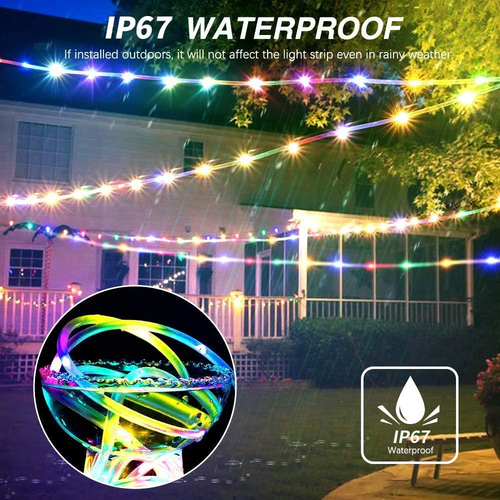 LED Solar String Lights Remote Control 8 Mode Rope Light Outdoor Waterproof Fairy Lights Camping Party Christmas Decoration