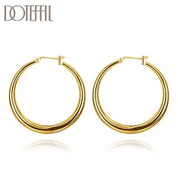 DOTEFFIL 925 Sterling Silver Classic Circle Hoop 18K Gold/Rose Gold Earrings For Women Party Gift Fashion Charm Wedding Jewelry