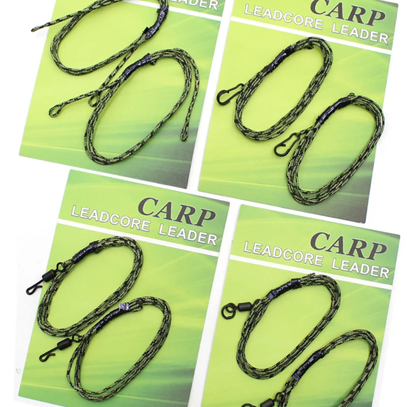 2PCS Carp Fishing Line Ready Tied Lead Core Leaders 45IB Leadcore With Quick Change Swivel for Carp Rig Chod Helicopter Rig