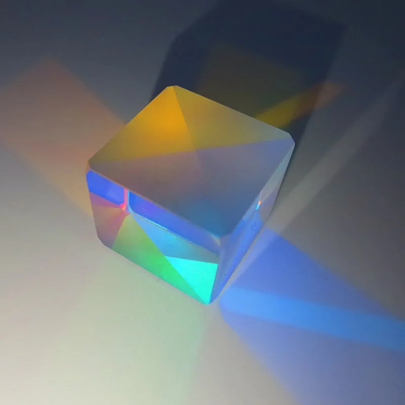 Cube Prism Rainbow light Prisma  Four-Sided Bright Light Stained Glass Beam Splitter For Optical Experiment Instruments