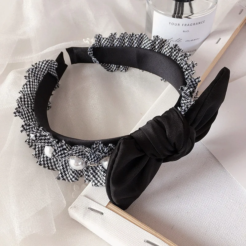 

Fashion Elegant lady Pearls lace flowers hair hoop Hair Accessories Women Girls Handmade Hair Band Hairbands headwear