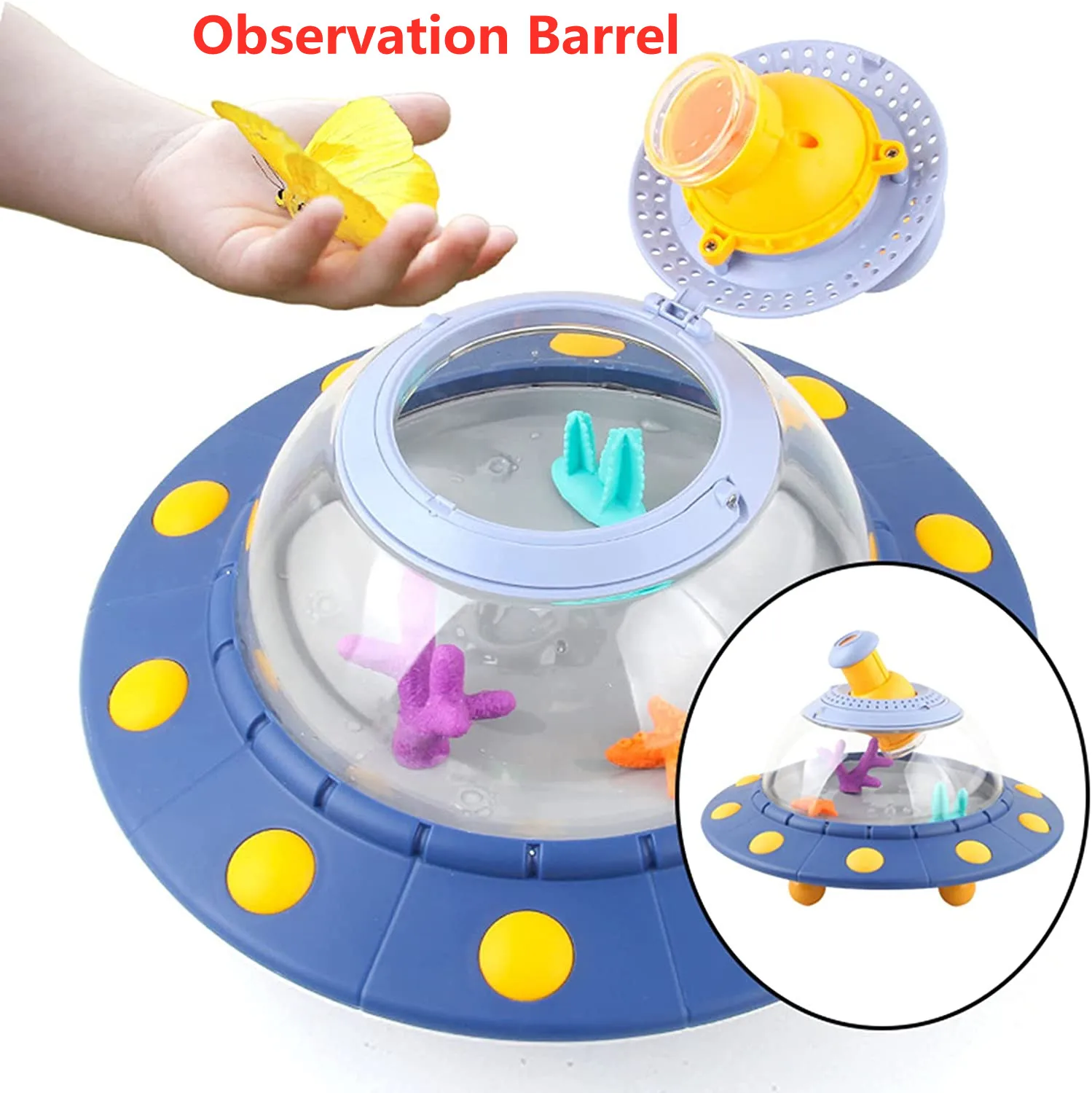 Education Toy Observation Insect /Fish / Butterfly Magnifying Glass 360-Degree Rotating Observation Barrel Training Vision