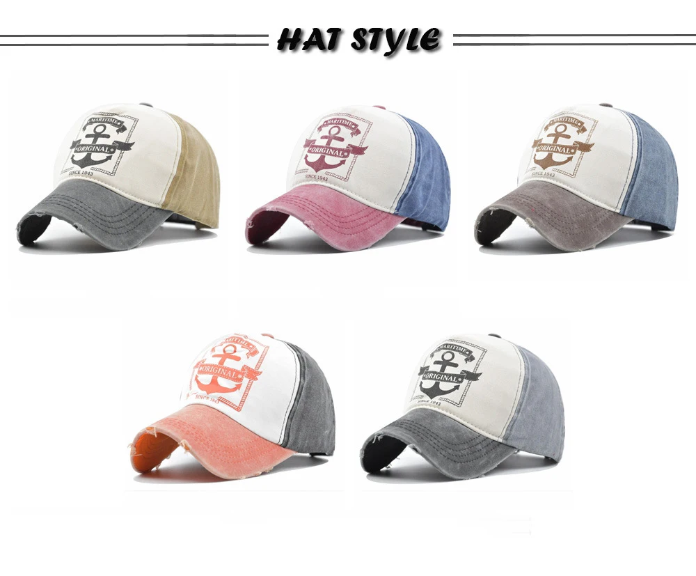 Two-color Stitching Washed Cotton Retro Baseball Cap Women Fitted Snapback Hats for Men hip hop casual cap cheap gorras bone hat