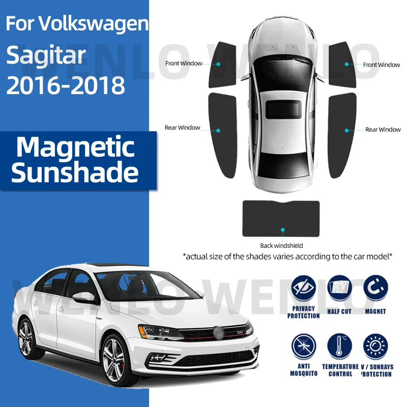 

For Volkswagen Sagitar 2016-2018 Car Sunshade Shield Magnetic Front Windshield Frame Curtain Rear Side Window Sun Shades Visor