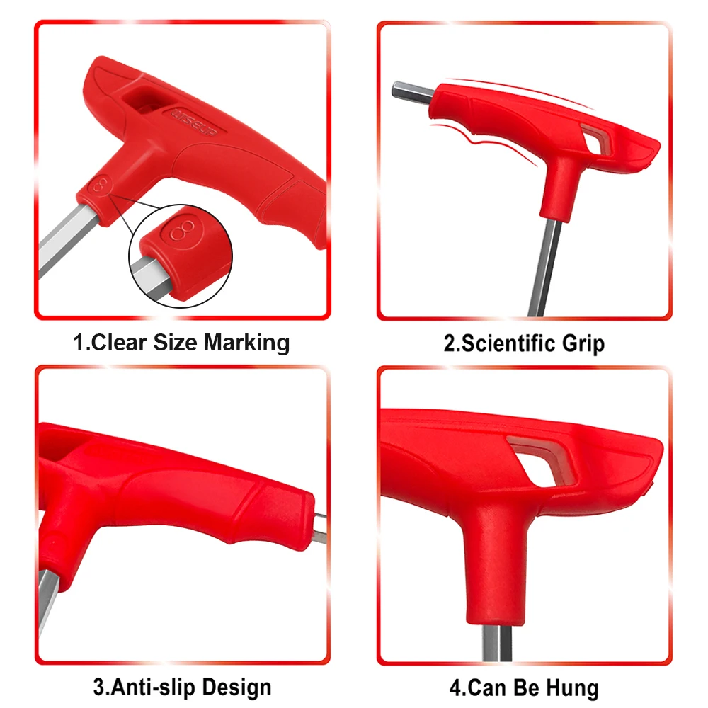 WISEUP Hexagon Socket Wrench T-shaped Handle Wrench Ball Head/flat Hexagon Wrench Hexagon Socket Universal Screwdriver Hand Tool
