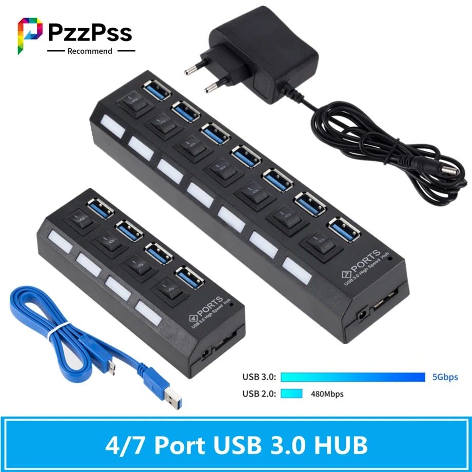 

USB-разветвитель PzzPss, USB 3,0, USB 3,0, 4/7 портов