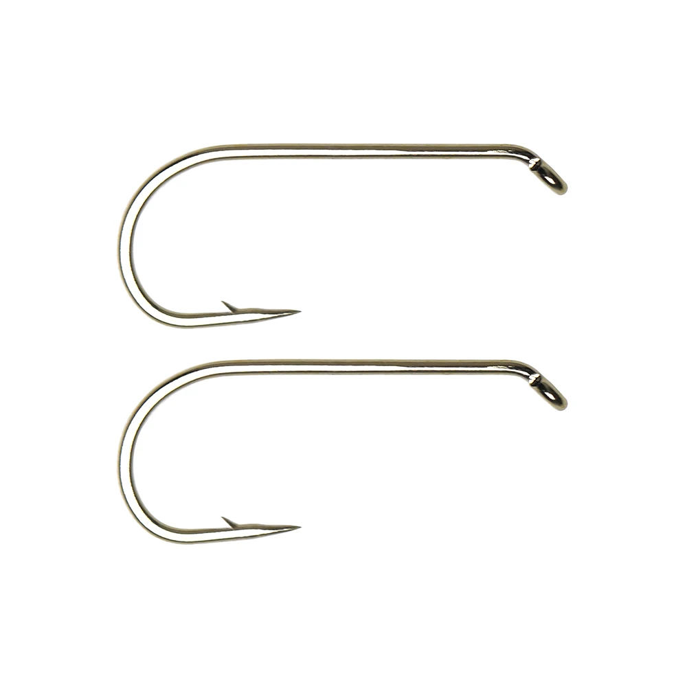 ICERIO 500/1000PCS Fly Tying Hook High Carbon Steel Nymph Dry Wet Fishing Fly Hook Down Eye 1X Long Shank Round Bend