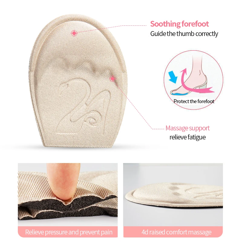 2Pcs Sponge Forefoot Soft Pads High Heels Insert Insole Foot Forefoot Orthopedic Insole Anti-Slip Foot Protection Cushions