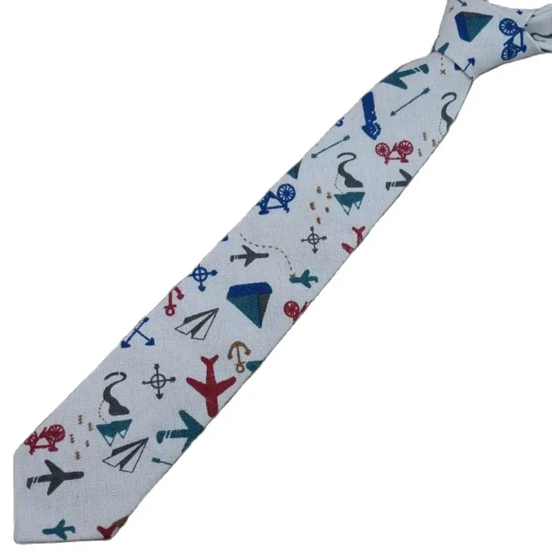 

(1 pieces/lot)necktie All sorts of color plane cartoon design fashion cream-colored linen fine tie Men's fashion leisure ties