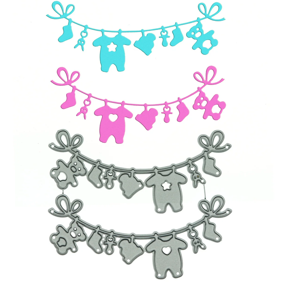 Hanging Infant Clothes Pattern Metal Cutting Dies Scrapbooking Handmade Baby Shower Invitation Card Album Photo Decorating