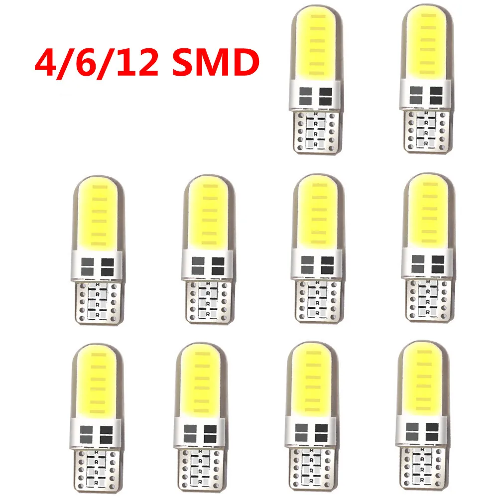 10PCS 4/6/12 SMD LED T10 Led Car Interior Bulb Canbus Error Free T10 White 5730 12V Car Side Wedge Light White Lamp Bulb