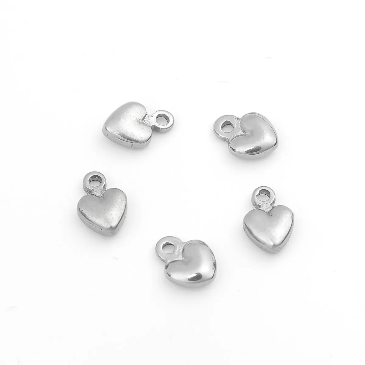 304 Stainless Steel Charms Heart Silver Color Charm Pendants For DIY Bracelet Necklace Jewelry Accessories 6mm x 4mm , 10 PCs