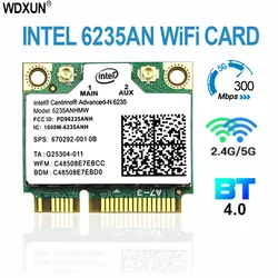 Wi-Fi Intel Centrino Advanced-N 6235 6235 Мини Wi-Fi карта PCI-E 802.11agn Двухдиапазонная 300 Мбит/с Беспроводная Bluetooth 4,0