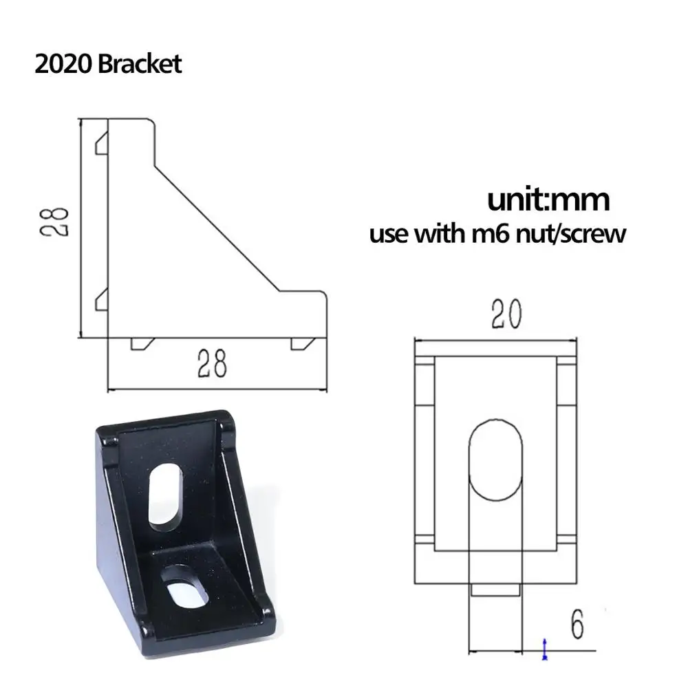 10 20 peças 2028 3030 ranhura preta 6/8mm ângulo de canto g suportes conector fixar conector acessórios de perfil de alumínio