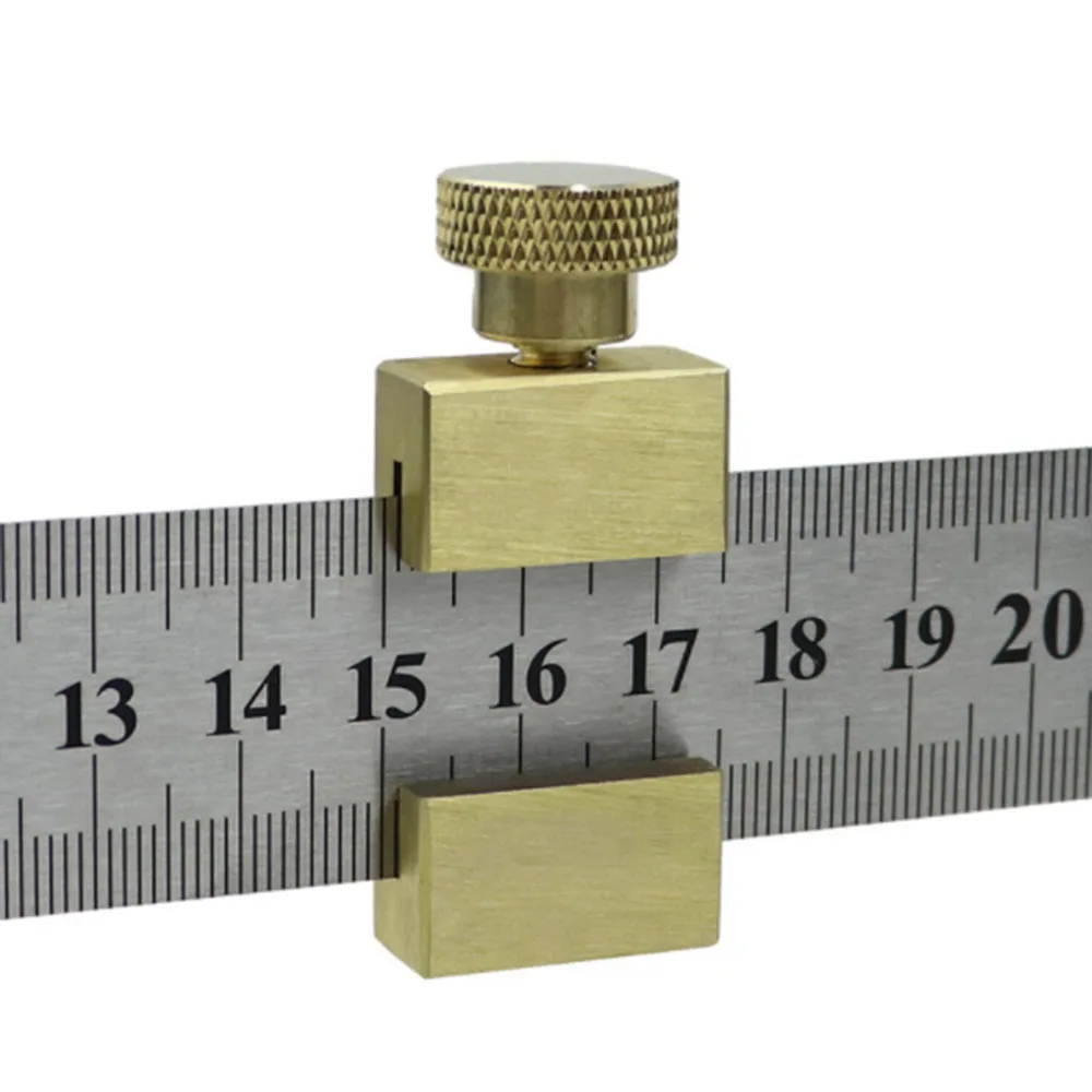 

Steel Ruler Positioning Block Brass Angle Scriber Line Marking Gauge For Ruler Locator DIY Carpentry Scriber Measuring Tools