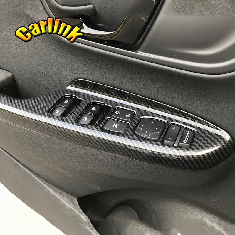 For Hyundai Kona Encino 2018 2019 ABS Carbon Fibre LHD Window Glass Lift Door Panel Cover trim Car Styling Accessories 4PCS